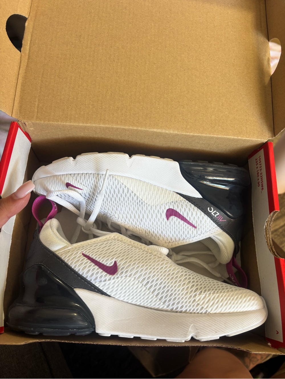 Nike Kids Air 270 White and Purple Athletic Sneakers